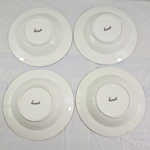 Emeiald White Floral Print Large Rimmed Ceramic Soup Salad Bowls – Set of 4 - Picture 11 of 16